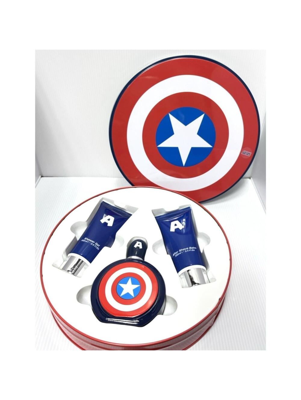 Marvel Captain America 3PC Cologne Gift Set 100ml Shield Tin Men Fragrance Set
